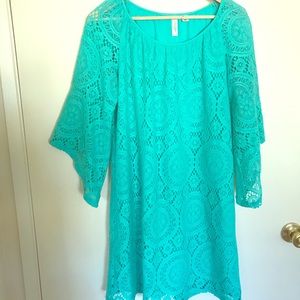 Turquoise Dress with hanging sleeves